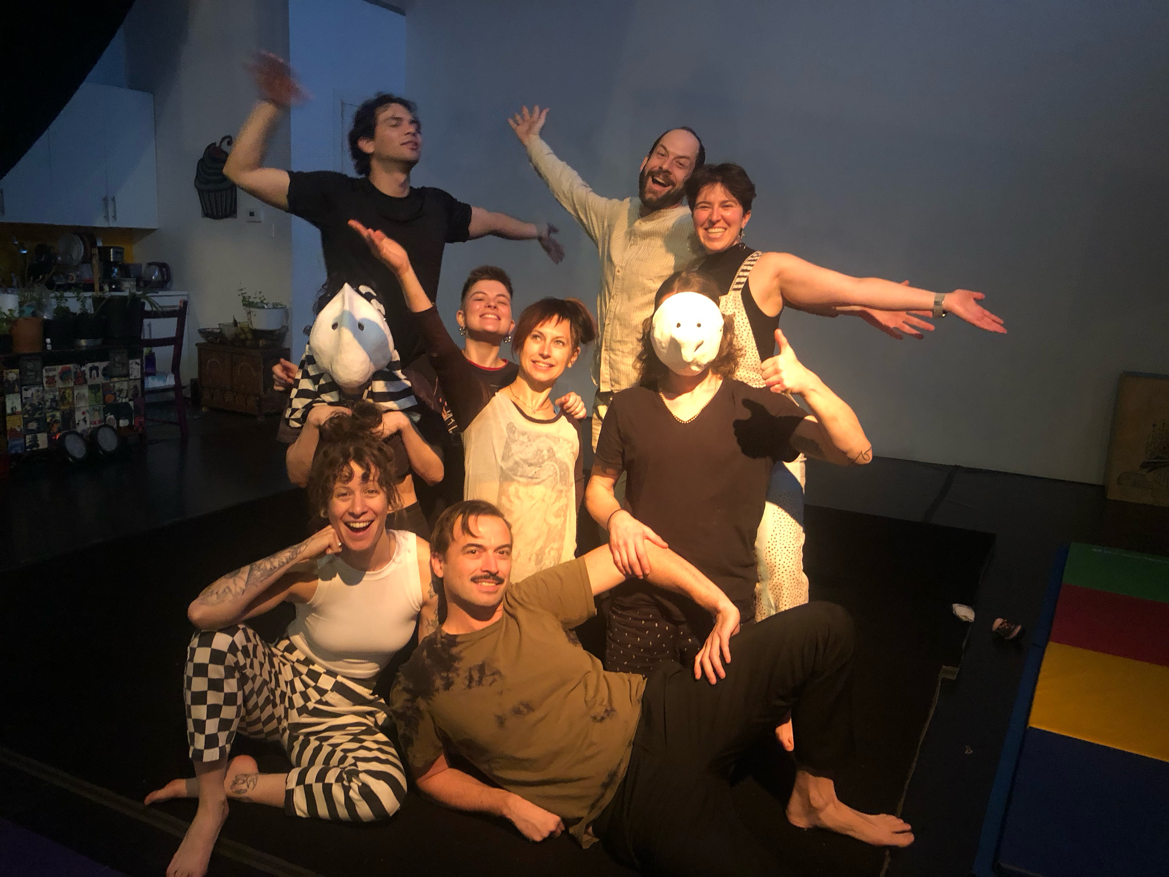 Workshop group working with larval masks